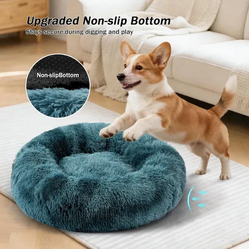 Miniatura 3 de NOYAL Cama Calmante en Forma de Rosquilla para Perros Pequeños a Medianos y Gatos - Cama para Mascotas de Felpa de Piel Sintética Anti-Ansiedad