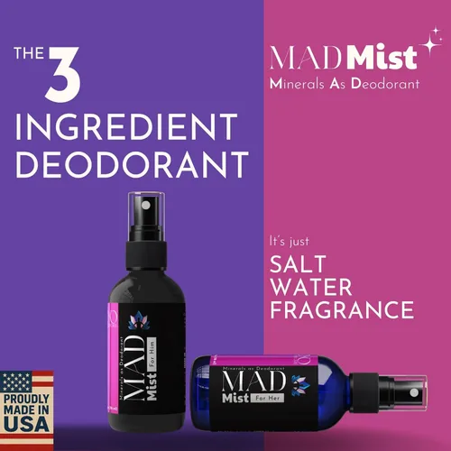 Miniatura 2 de Desodorante de sal mineral natural para mujer, fórmula de 3 ingredientes, sin clorhidrato de aluminio, sin bicarbonato de sodio, piel sensible, todo