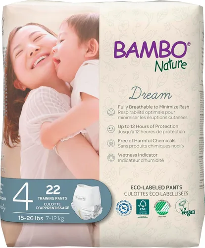 Bambo Nature Pantalones de entrenamiento ecológicos de alta calidad, talla 4 (15-31 libras), 22 unidades