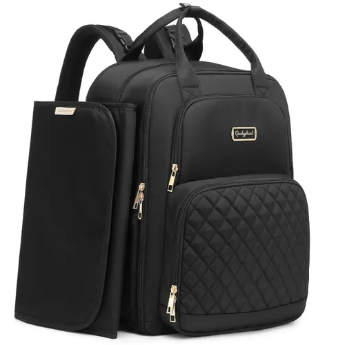 Mochila para pañales Qualyphant - Bolsa de pañales extra grande para 2 niños gemelos (expandible 30-38L) - Mochila de viaje para bebé con cambiador