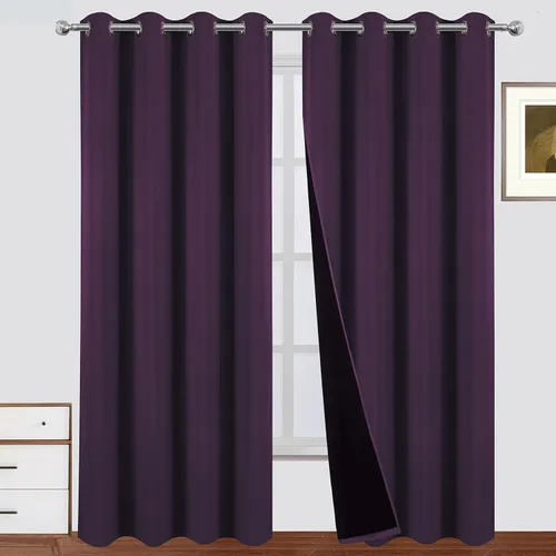 Miniatura 58 de LEMOMO Cortinas 100% opacas de 52 x 95 pulgadas, 2 paneles de oscurecimiento con aislamiento térmico para dormitorio Negro