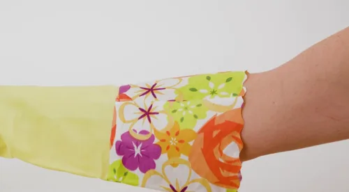 Miniatura 7 de Guantes domésticos de limpieza sin látex, guantes grises y amarillos con forro suave, puño largo de 15 pulgadas y agarre (2 pares), talla L