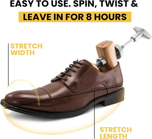 Miniatura 3 de HOUNDSBAY Ensanchadores de zapatos de plástico y madera, ampliador de zapatos ajustable para hombres y mujeres