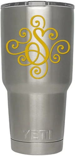 Miniatura 61 de Monogram - Calcomanía troquelada/vinilo adhesivo. Haga clic para opciones de color/letra. Disponible en cuatro colores y todas las letras de la A