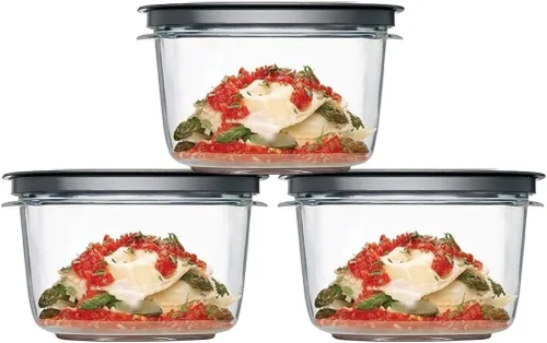 Miniatura 3 de Rubber Maid Premier, juego de almacenamiento de alimentos Premier Flex & Seal de 7 tazas, 3 recipientes Tritan, 3 tapas flexibles y selladas grises