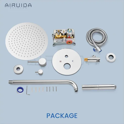 Miniatura 9 de Airuida Accesorios de ducha de 2 funciones, juego de grifo de ducha montado en la pared para baño, ducha de mano de latón de alta presión con cromo