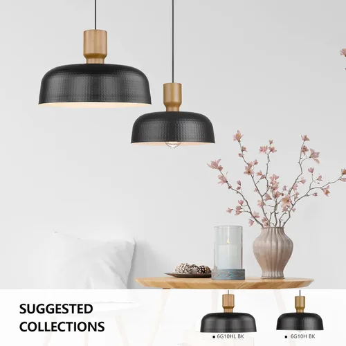 Miniatura 7 de Darkaway Lámpara colgante industrial grande de 18.1 pulgadas con pantalla de metal martillado, iluminación colgante negra sobredimensionada
