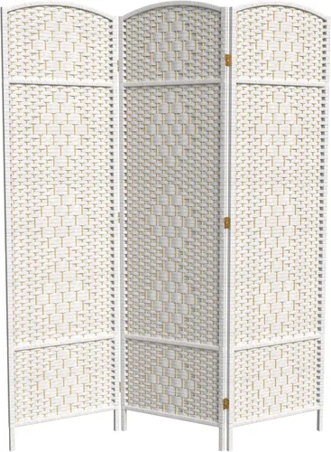 Miniatura 32 de Divisor de ambiente resistente de 6 pies, pantalla de privacidad plegable de fibra de ratán con patrón de diamante, Madera, Mocha oscuro