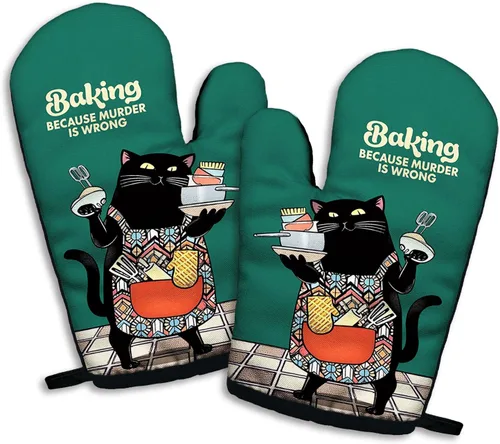 Miniatura 9 de I am Fine - Juego de 2 guantes de horno antideslizantes de silicona divertidos, guantes de cocina retro, regalo de cocina para mujeres, regalos