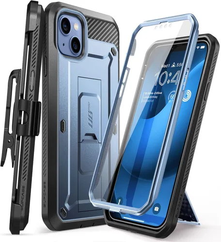 SUPCASE Funda para iPhone 14 con Soporte y Clip para Cinturón (Unicorn Beetle Pro), [Protector de Pantalla Integrado] [Protección contra Caídas de