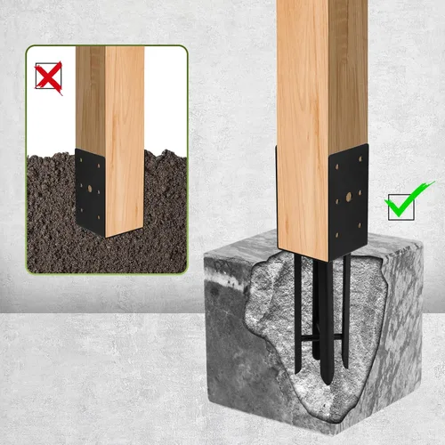 Miniatura 3 de Anclaje para poste de valla de hormigón húmedo de 4 x 4 pulgadas, 4 piezas (diámetro interior de 3.6 x 3.6 pulgadas), soporte de poste de valla