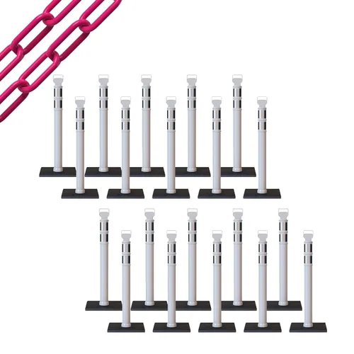 Miniatura 85 de Trafford Industrial - Juego de 20 postes de delineador de 45 pulgadas, collares reflectantes de 3 pulgadas, base de goma de 10 libras