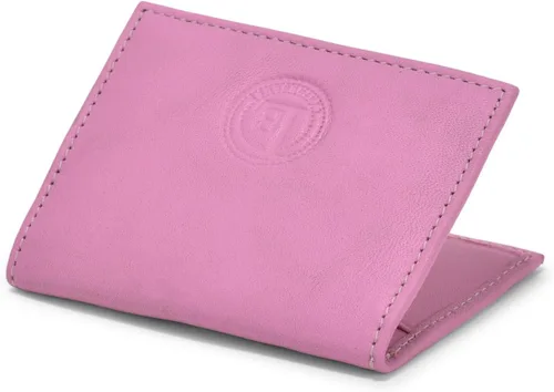 Cartera delgada de cuero para tarjeta de crédito, tarjeta de crédito, titular plegable para licencia de conducir, caja fuerte, Rosado, Minimalista