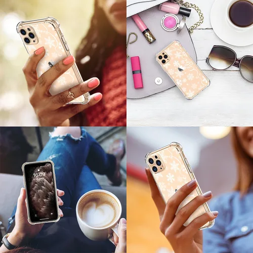 Miniatura 5 de LUXVEER Funda para iPhone 11 Pro con protector de pantalla, elegante diseño floral en TPU suave transparente, ajuste delgado, funda protectora