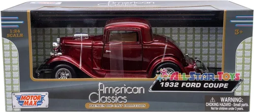 Miniatura 8 de MotorMax American Classics 1932 Ford Coupe 1/24 Escala Diecast Modelo Coche Rojo