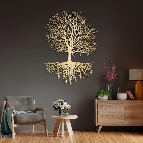 Miniatura 5 de Yemwot Arte de pared de metal árbol de la vida, arte de pared de árbol de metal, decoración industrial, silueta de rama, decoración de sala de estar