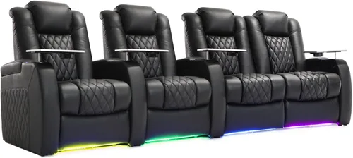 Miniatura 55 de Weilianda Asientos de Cine en Casa de Cuero de Grano Superior Silla Reclinable con Reposacabezas Eléctrico y Reclinación Asientos de Película Sofá
