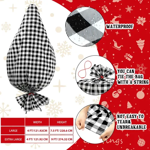 Miniatura 2 de Teling Bolsa de almacenamiento para árbol de Navidad de 7.5 pies, bolsa de plástico para quitar y desechar (negro y blanco)