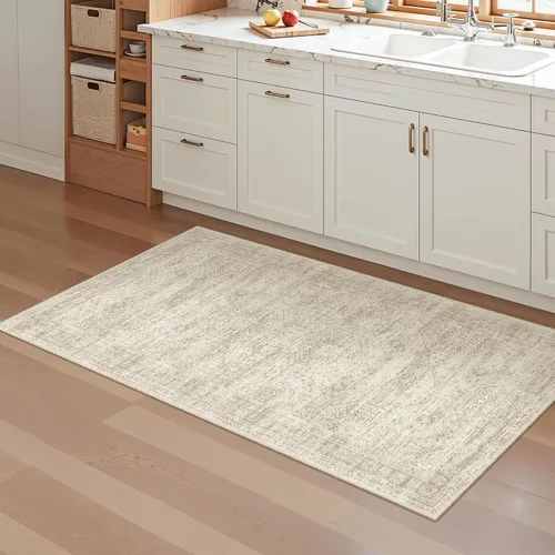 Miniatura 280 de Alfombra de pasillo Soalmost 2'6" x 10' lavable, alfombra antideslizante para cocina, baño, lavandería, alfombras vintage ultra delgadas para Beige