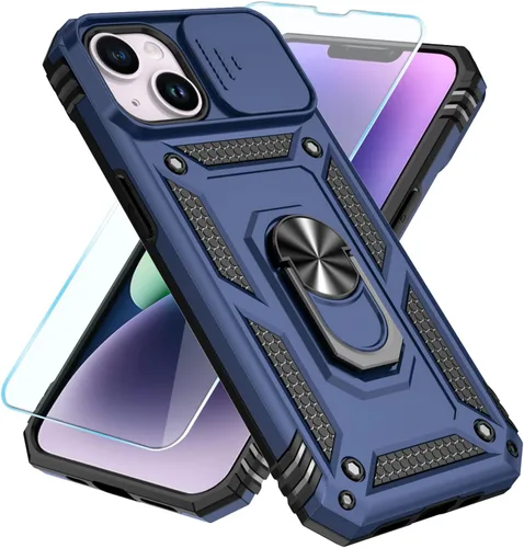 Miniatura 9 de SunStory Compatible con iPhone 13 Case/iPhone 14 Case con Protector de Pantalla HD y Cubierta de Cámara Deslizante y Soporte de Anillo Giratorio