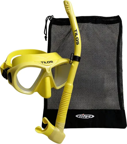 Miniatura 10 de Tilos AquaStalk - Juego de 2 máscaras de buceo y esnórquel semiseco Hi-Flow - Aventuras de apnea sin costuras Terracota