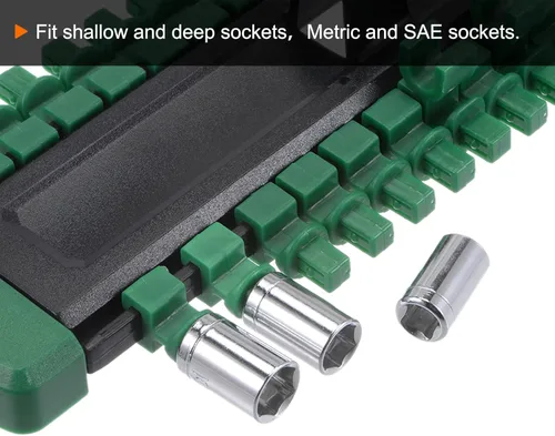 Miniatura 5 de HARFINGTON Organizador de enchufes de 3/8 pulgadas x 20 clips de plástico ABS portátil de plástico ABS soporte de riel de clip, verde