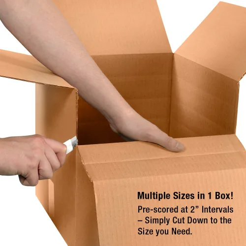 Miniatura 3 de Box USA Paquete de 10 cajas de cartón corrugado de doble pared resistente, 20 pulgadas de largo x 20 pulgadas de ancho x 12 pulgadas de alto, kraft
