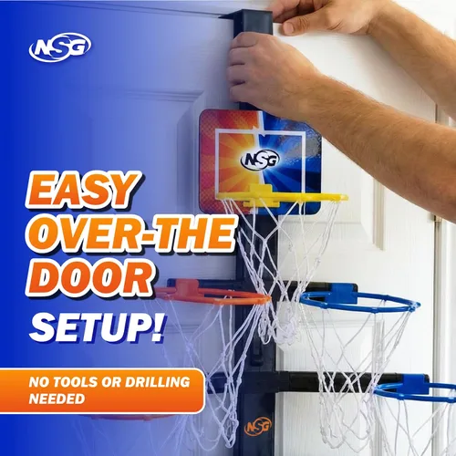 Miniatura 5 de Combo de baloncesto y boxeo para colocar sobre la puerta, juego 2 en 1 con aro ajustable y bolsa de velocidad, marcador y efectos de sonido