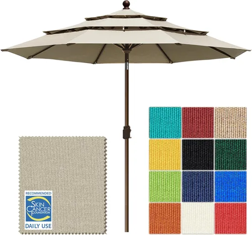 Miniatura 61 de EliteShade USA Sombrilla de Mercado de 10 Años Sin Decoloración de 9 Pies 3 Niveles Sombrilla de Patio Sombrilla de Mesa para Exteriores con Beige