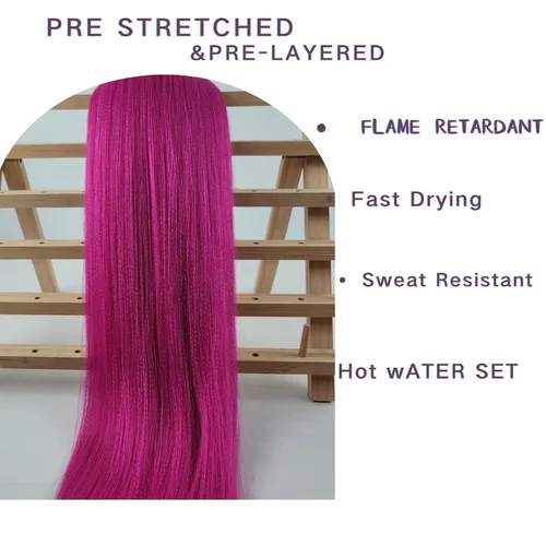 Miniatura 3 de Cabello trenzado preestirado rosa magenta, extensiones de cabello sintético de color rosa para trenzas, no tóxico, hipoalergénico