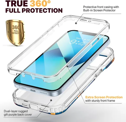 Miniatura 130 de Diaclara Funda diseñada para iPhone 16, mejorada [protección completa de la cámara], carcasa resistente de cuerpo completo con protector de pantalla