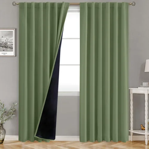Miniatura 12 de BGment Cortinas 100% opacas beige de 63 pulgadas de largo con forro aislante térmico, bolsillo para varilla y lengüeta trasera de doble capa