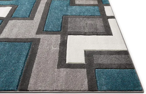 Miniatura 5 de Alfombra de felpa con círculos geométricos grises y rojos de Well Woven - Galaxy Waves (60010), Poliéster & Mezcla de poliéster