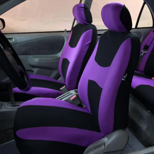 Miniatura 2 de TLH - Juego de fundas de asientos delanteros de tela plana ligera y fresca para automóvil, compatible con bolsa de aire, protector de asiento Púrpura