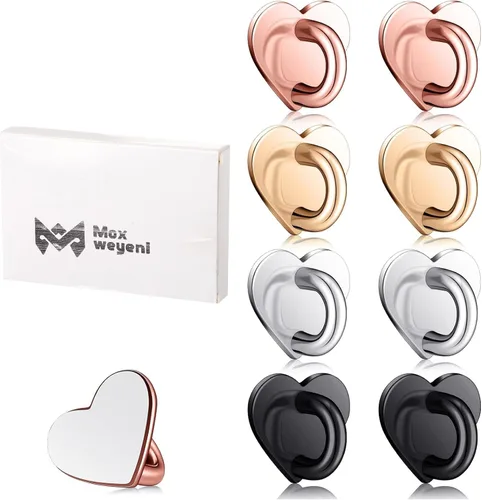 Miniatura 8 de Moxweyeni 8 piezas de anillo de dedo adhesivo para teléfono celular, soporte de agarre de dedo de metal para teléfono celular, soporte de agarre