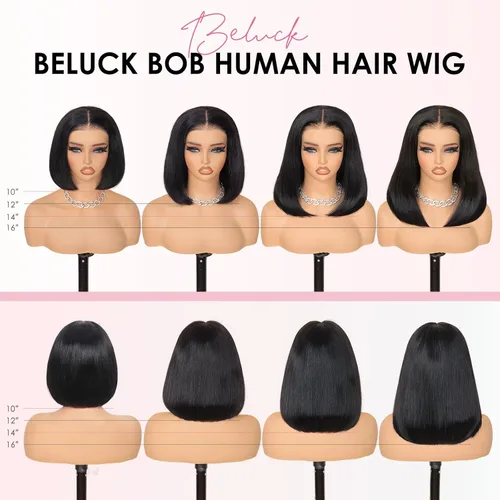 Miniatura 7 de Beluck Peluca de cabello humano lacio de densidad 250, sin pegamento, precortada 3 en 1, precortada 3 en 1, peluca de 15A 6x6 HD, con cierre