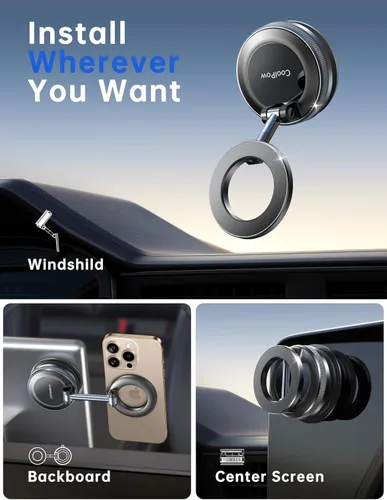Miniatura 2 de Coolpow【Más Nuevo Soporte Magnético de Teléfono al Vacío para Automóvil Soporte de Montaje【Succión de Vacío Móvil】carmount 2.0 Magsafe Soporte