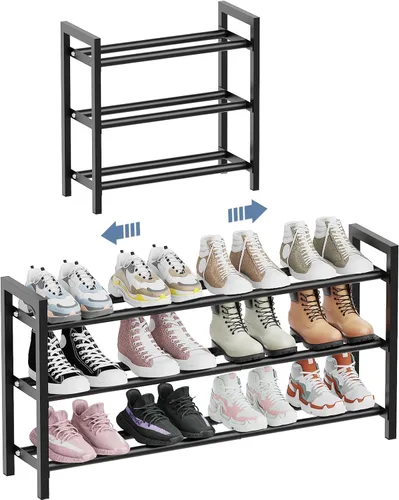 Miniatura 8 de Mavivegue Zapatero expandible, organizador de zapatos ajustable de 2 niveles, estante de zapatos para armario, entrada, puerta delantera