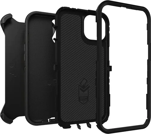 Miniatura 5 de OtterBox Funda para iPhone 13 (solamente) Defender Series, color negro, resistente y duradero, con protección de puerto, incluye soporte de clip