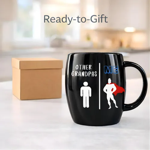 Miniatura 4 de Taza de café divertida de 16 onzas – Diseño de superhéroe de otros abuelos contra mí – Taza de cerámica de doble cara regalo para abuelo, papá