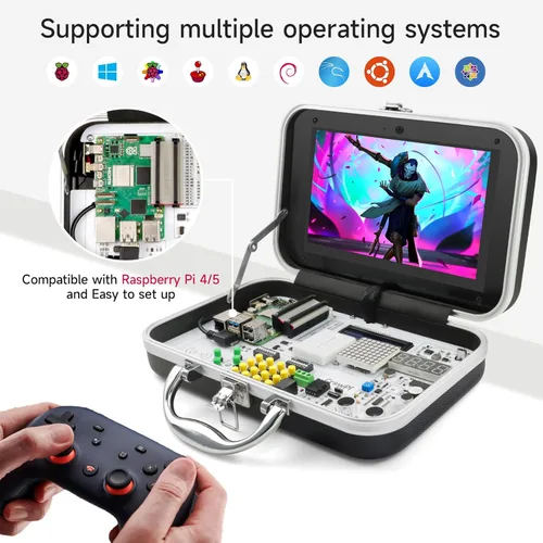 Miniatura 3 de ELECROW para Raspberry Pi 5 Kit de 8GB, con Raspberry Pi 5 Computadora de Circuito Único de 8GB, Kit de Caja Crowpi Pi 5 con Pantalla de 9 Pulgadas