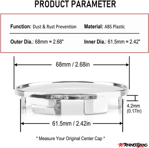 Miniatura 2 de RTRHINOTUNING - 4 tapas centrales de rueda de 2.677 in compatibles con XXR 002 969/530/531/RS5/CDR9/Rays Volk Racing roies/ze40, OD: 2.68''(2.677