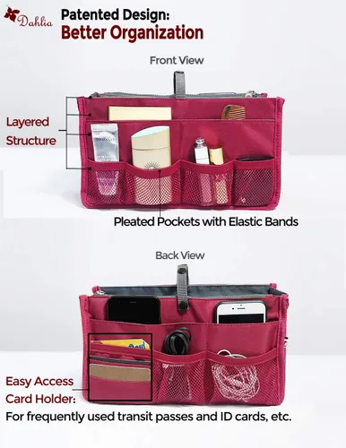Miniatura 3 de Dahlia - Organizador de bolso rígido con compartimentos, 21 componentes (modelo patentado)