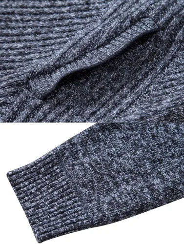 Miniatura 24 de VtuAOL Suéteres tipo cárdigan para hombre, con cremallera completa, cuello alto, cárdigan de punto casual con bolsillos