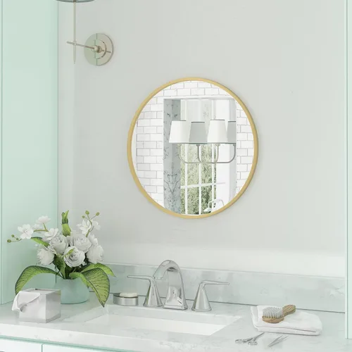 Miniatura 2 de Espejo de pared circular dorado de 24 pulgadas, espejo de pared redondo para entradas, baños, salas de estar y más (dorado, 24 pulgadas)
