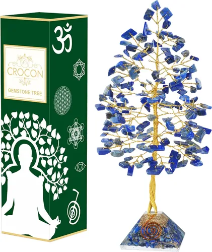 Miniatura 19 de Árbol de la vida de chakras de aventurina amarilla, árbol de cristal para energía positiva, decoración de Feng Shui, árbol de piedras preciosas