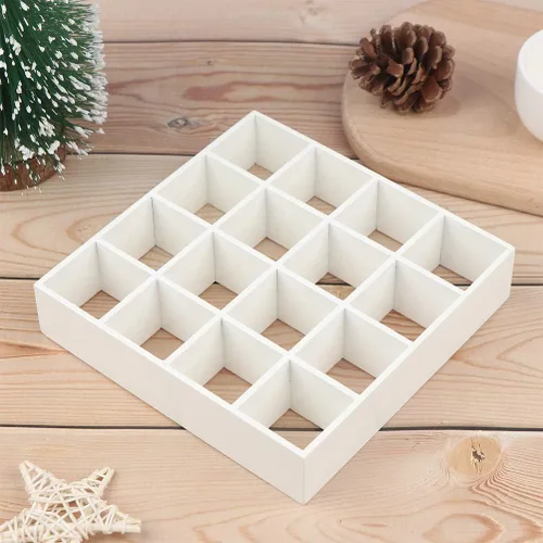 Miniatura 2 de Casa de muñecas a escala 1:12 en miniatura de madera blanca con 16 rejillas, estante de almacenamiento, exquisito organizador de decoración