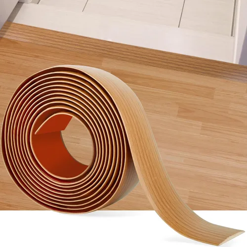 Miniatura 18 de Tira de transición de suelo de 5 pies, autoadhesiva, cubierta de vinilo, tira de transición divisora plana, diseño de grano de madera para huecos