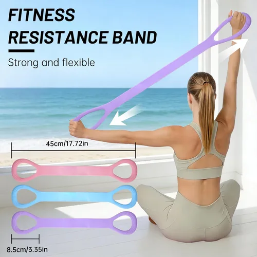 Miniatura 2 de Figura 8 bandas de ejercicio, banda de resistencia de 8 formas, juego de 3 bandas de resistencia para brazos con asas para entrenamiento, brazo