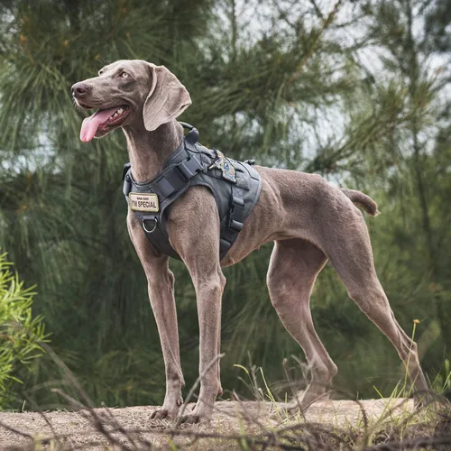 Miniatura 8 de Chaleco táctico para perro, con asa, arnés militar para perros grandes y medianos, chaleco de perro sin tirar con paneles de gancho y bucle, arnés